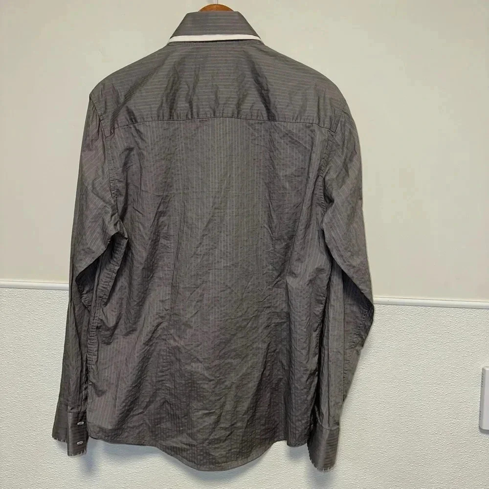 Men's Patroncito Button Down Dress Shirt, Gray, Size M - Picture 7 of 13